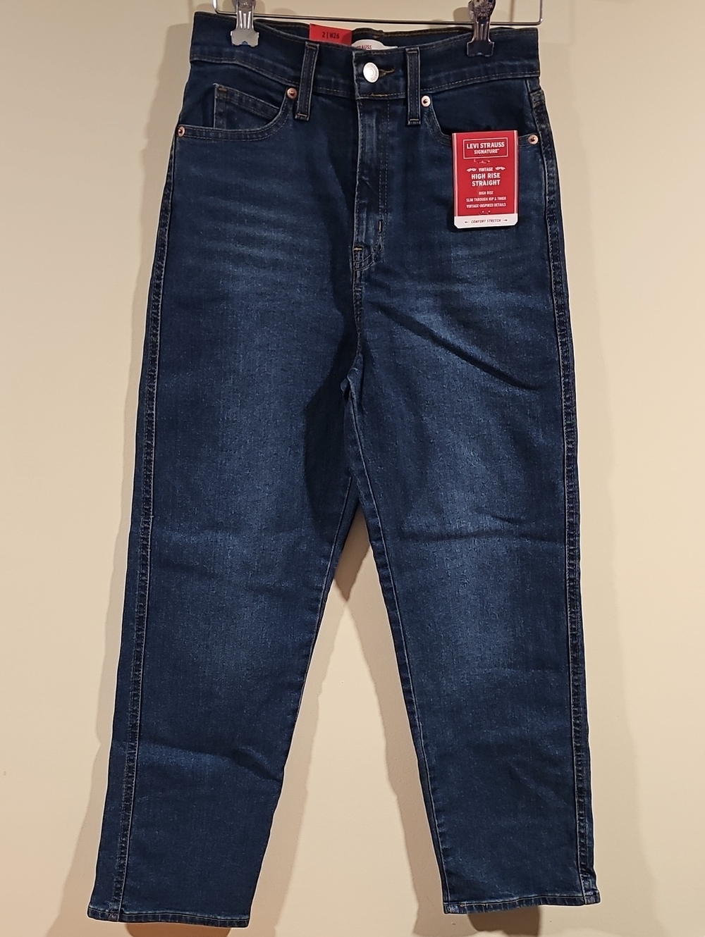 Levi's High Rise Women's Dark Blue Straight Jeans With Comfort Stretch